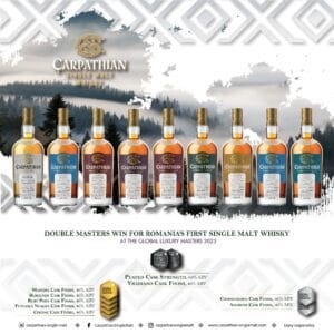 Carpathian Single Malt Whisky a obţinut dublă medalie Master la Global Luxury Masters 2023